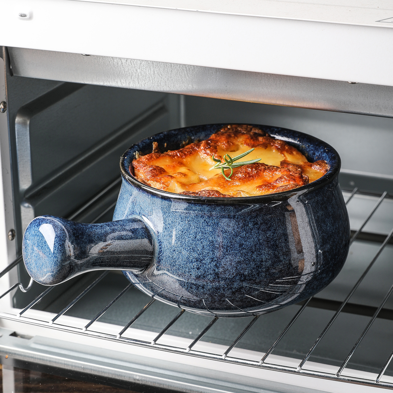 Blue French Onion Soup Bowls With Handles, 26 Ounce for Soup, Chili