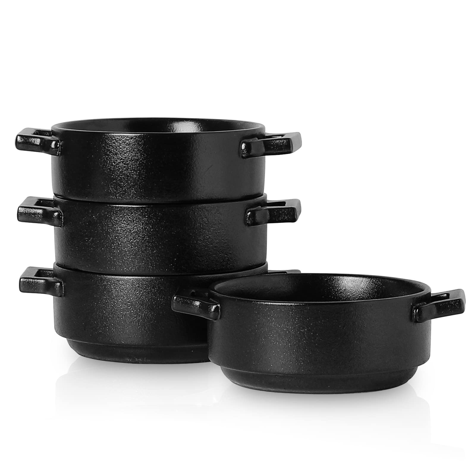 Vicrays Ceramic Soup Bowls with Handles, 24 Oz Porcelain Soup Crocks