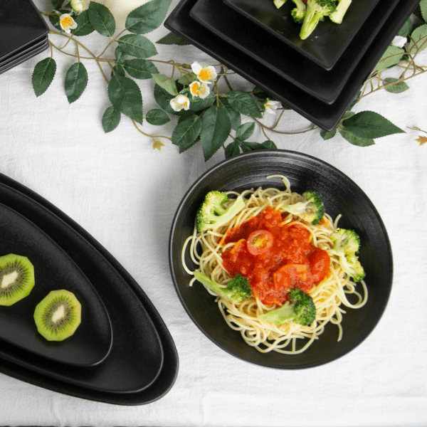 Vicrays Ceramic Serving Bowls Set 34 oz Pasta Bowls Large Ripple Salad Bowls, Wide and Shallow