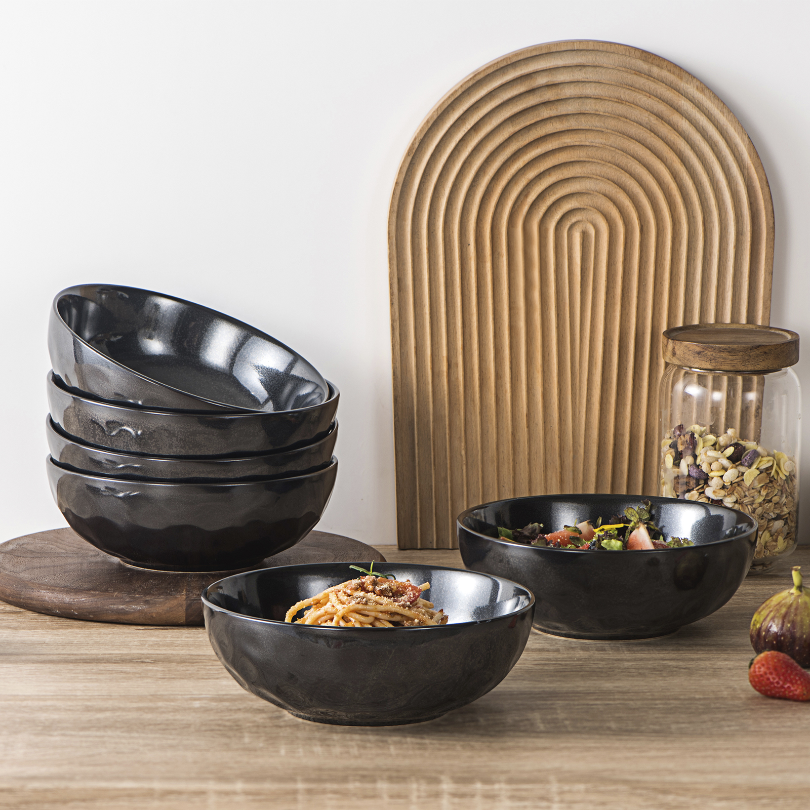 vicrays Ceramic Pasta Bowls Set, 32 Ounce Soup Bowls, Large Salad Bowls, Chip Resistant