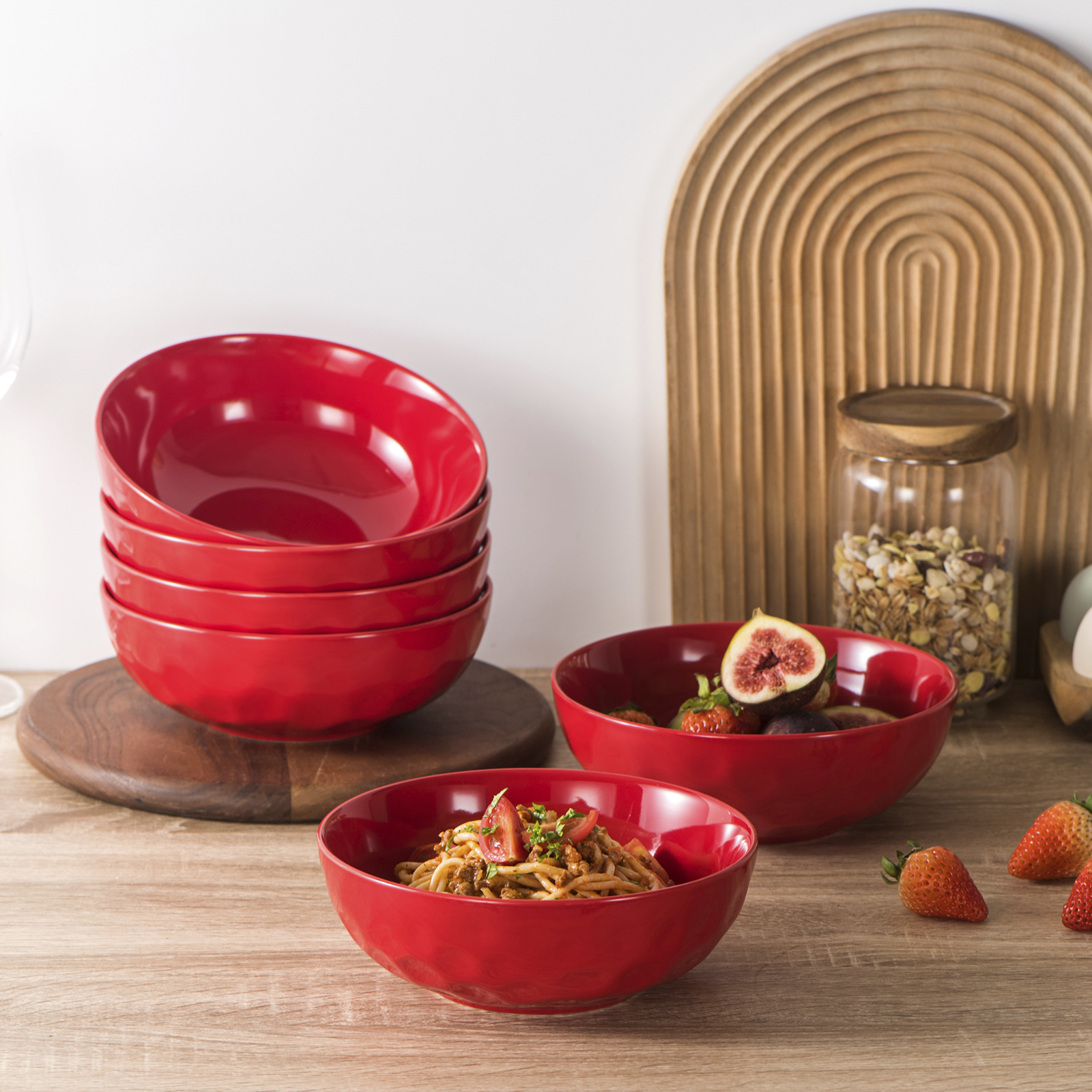 vicrays Ceramic Pasta Bowls Set, 32 Ounce Soup Bowls, Large Salad Bowls, Dishwasher Microwave