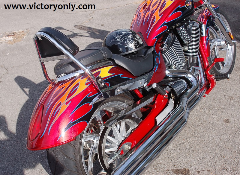 VICTORY JACKPOT CHROME Complete Sissy bar BACKREST Extreme, BLACK. For