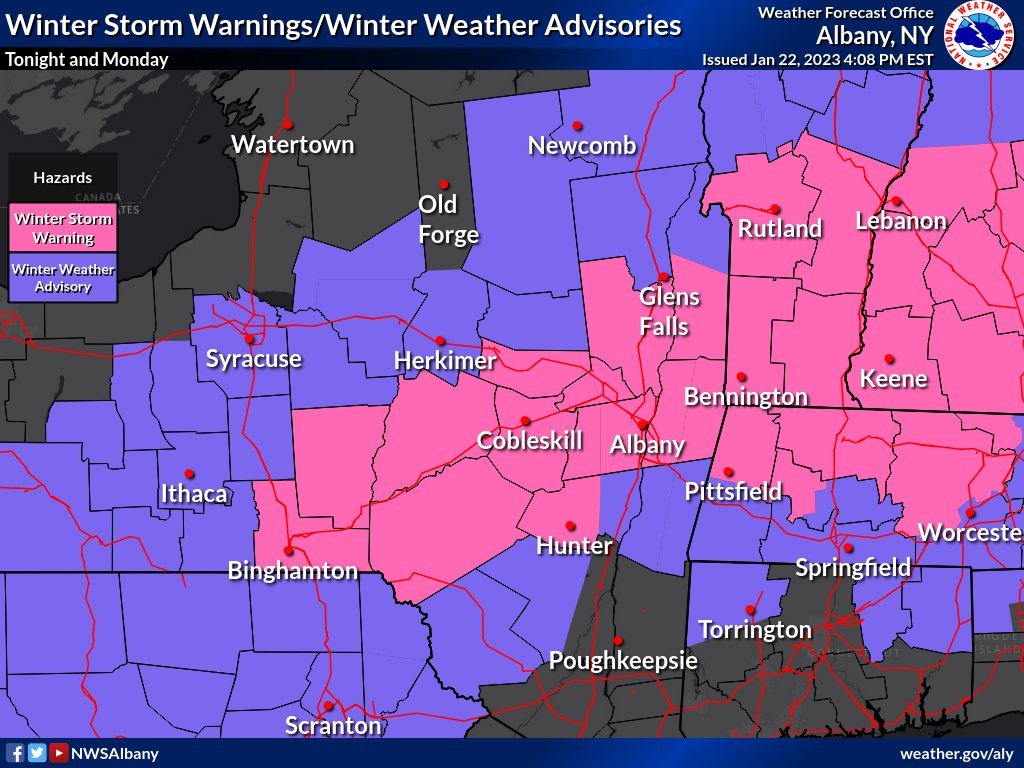 (January 22, 2023) NWS Issues Winter Storm Warning for our area