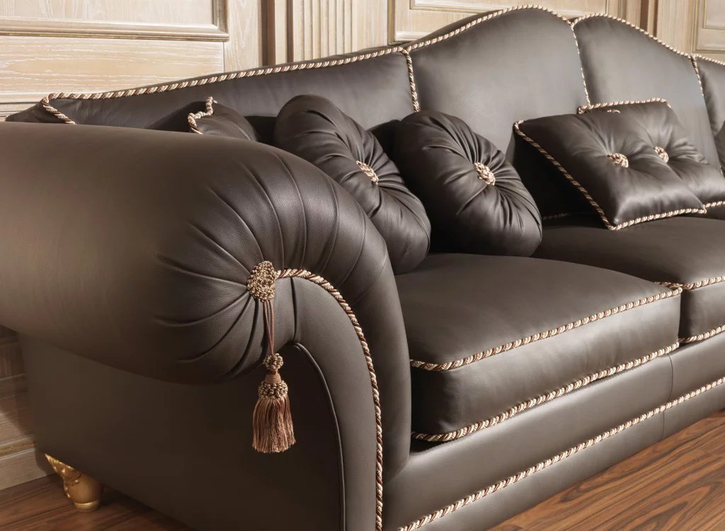 Luxury sofas in leather classic style, modern beauty