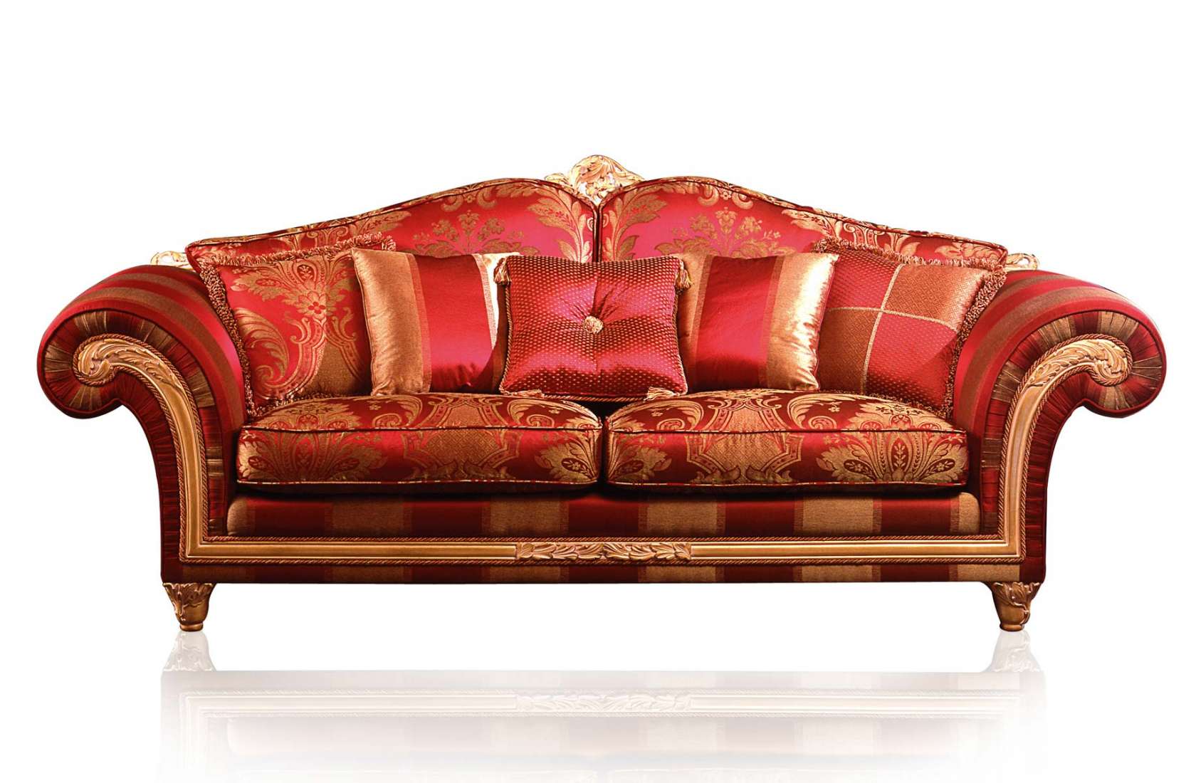 Classic sofa Imperial in red fabric Vimercati Classic Furniture