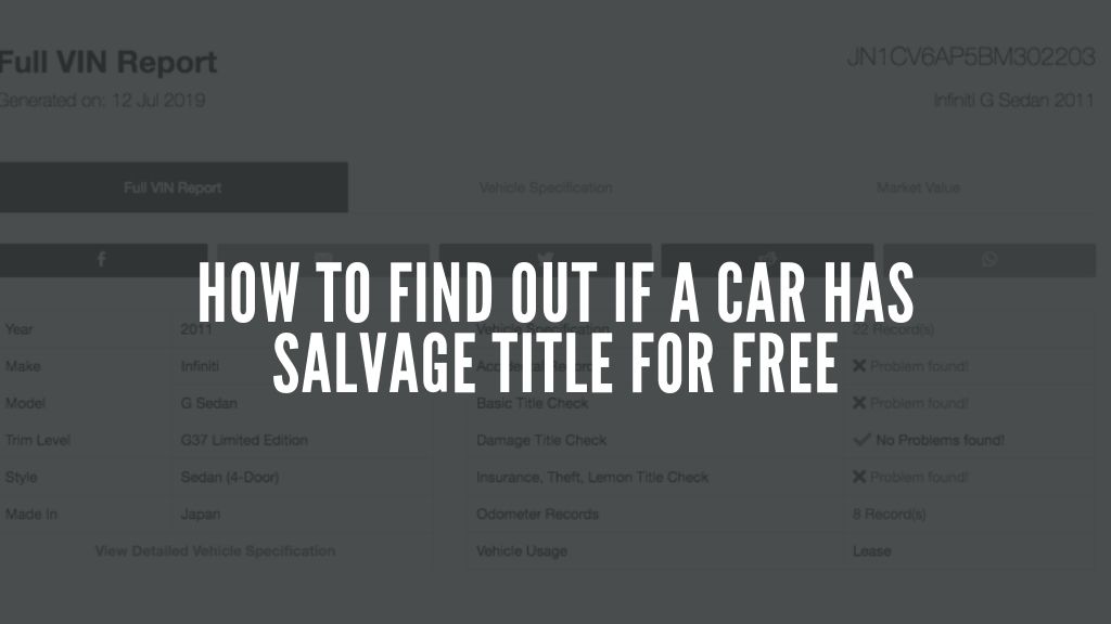How To Find Out If A Car Has Salvage Title For Free VinFreeCheck