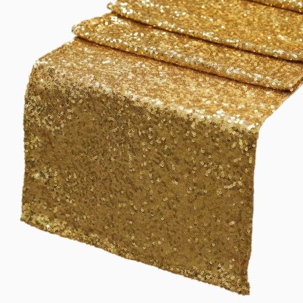 Gold Sequin Table Runner Rental VintageBash