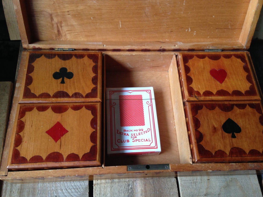 Vintage Poker set wood 1950 Amsterdam with chips and cards Vintage