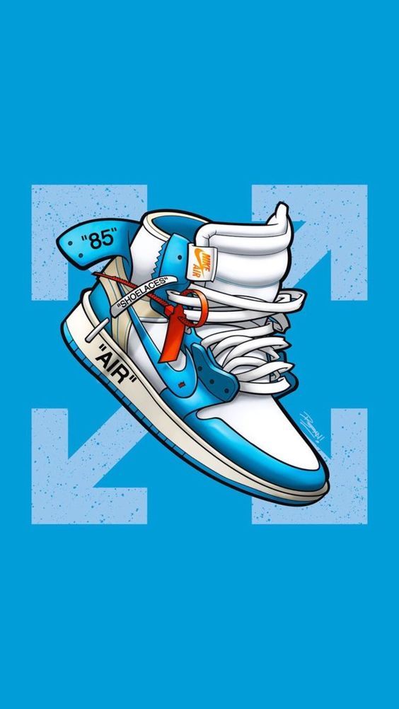 OffWhite Nike Air Jordan Blue Poster Canvas Wall Art Print