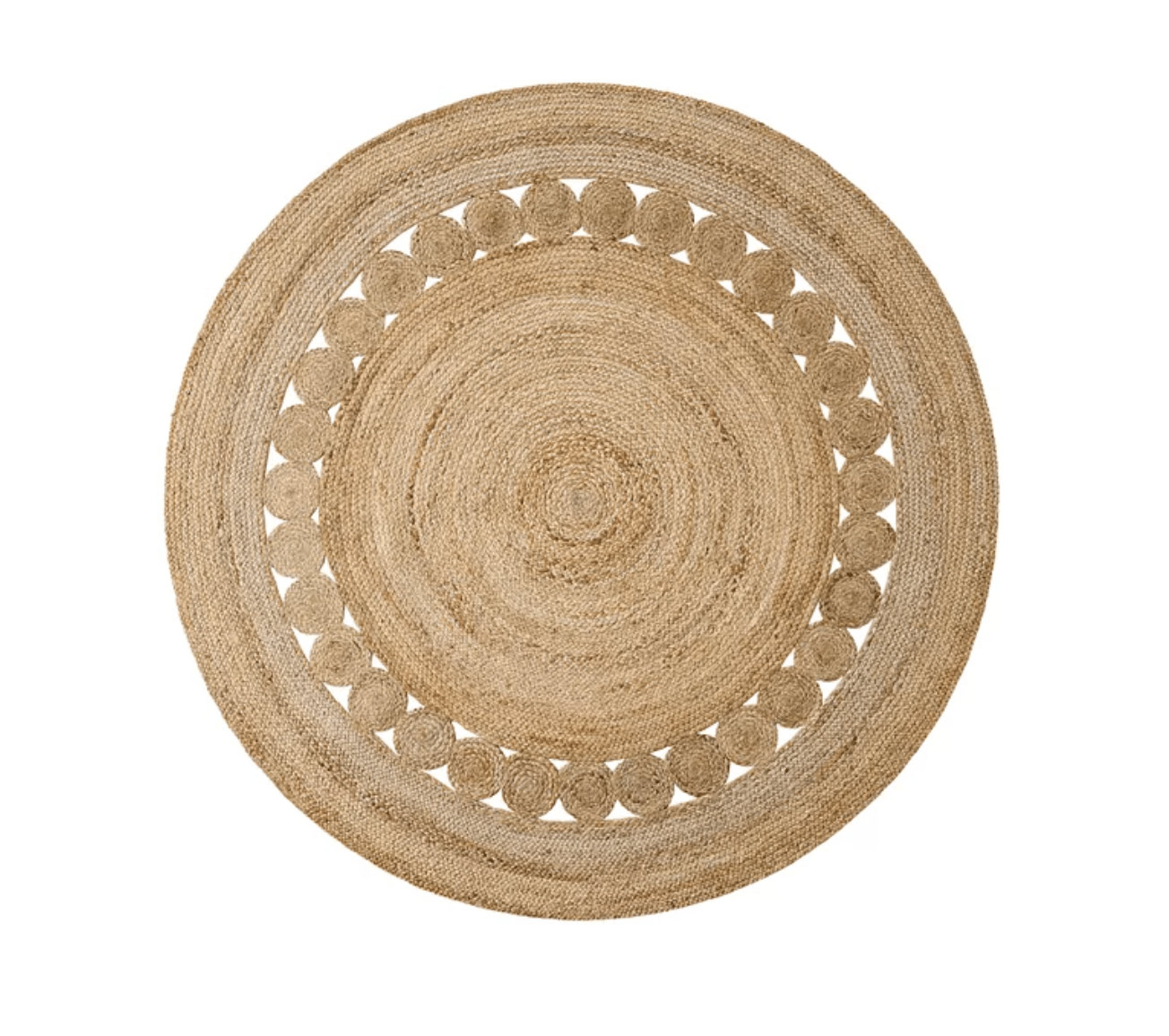 Rent our Boho Kari Round Jute Rug Violet Vintage Rentals Indy, IN