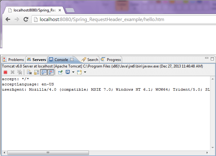 Spring Requestheader example. Spring MVC Requestheader annotation