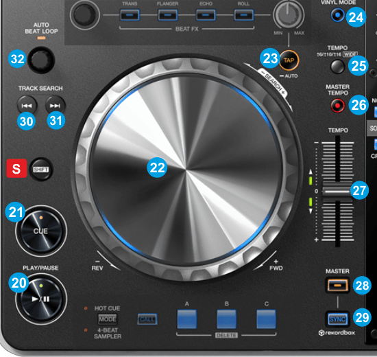VirtualDJ Hardware Manuals Pioneer XDJR1 Layout Deck Controls