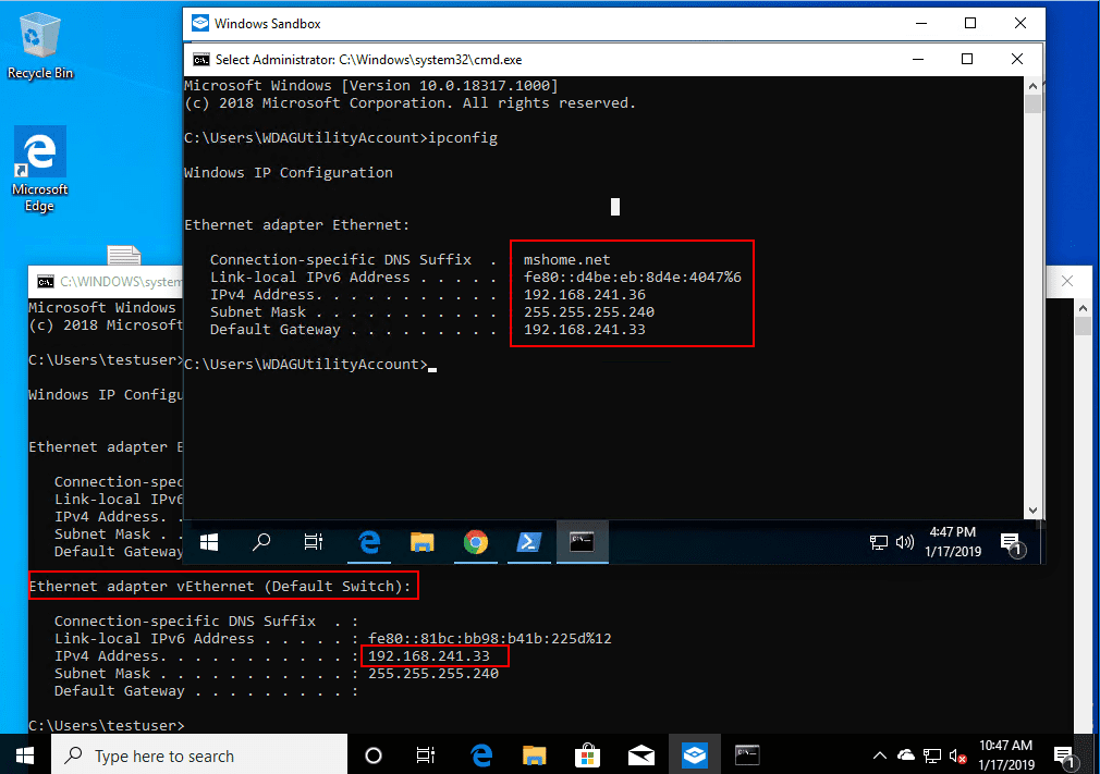 Installing New Windows 10 Sandbox Feature Networking Resources Browsers