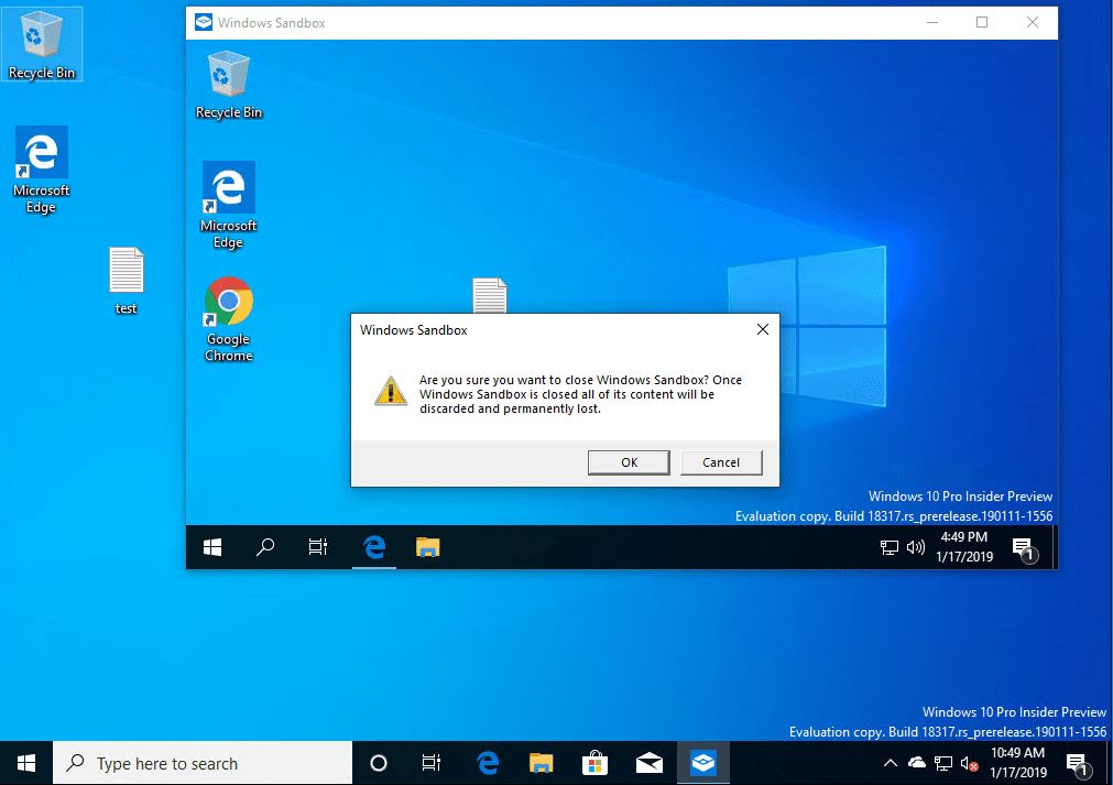 Installing New Windows 10 Sandbox Feature Networking Resources Browsers