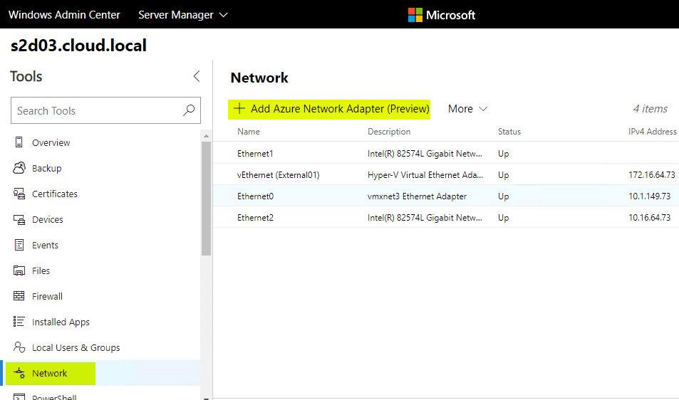 Install and Configure Windows Server 2019 Azure Network Adapter
