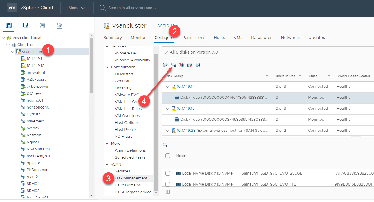Increase VMware vSAN Space and Performance Add Disks to Disk Group