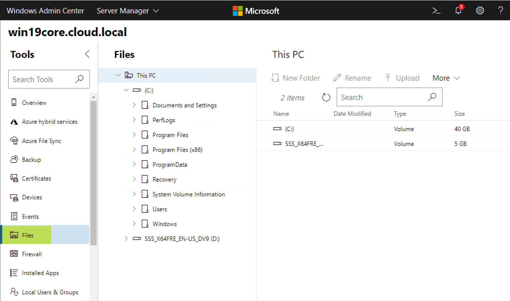 Managing Windows Server 2019 Core with Windows Admin Center Virtualization Howto