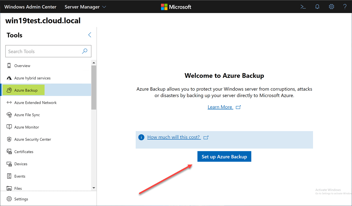 Azure Hybrid Connection Configuration with Windows Admin Center