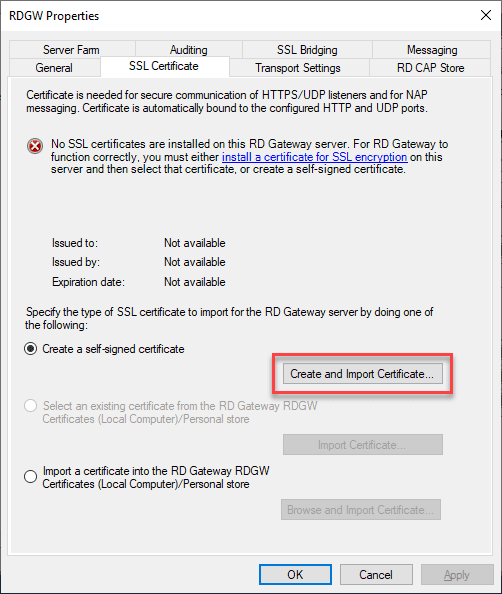 Remote Desktop Gateway Server 2016 or 2019 Configuration