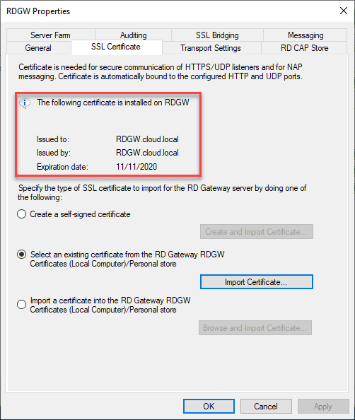 Remote Desktop Gateway Server 2016 or 2019 Configuration