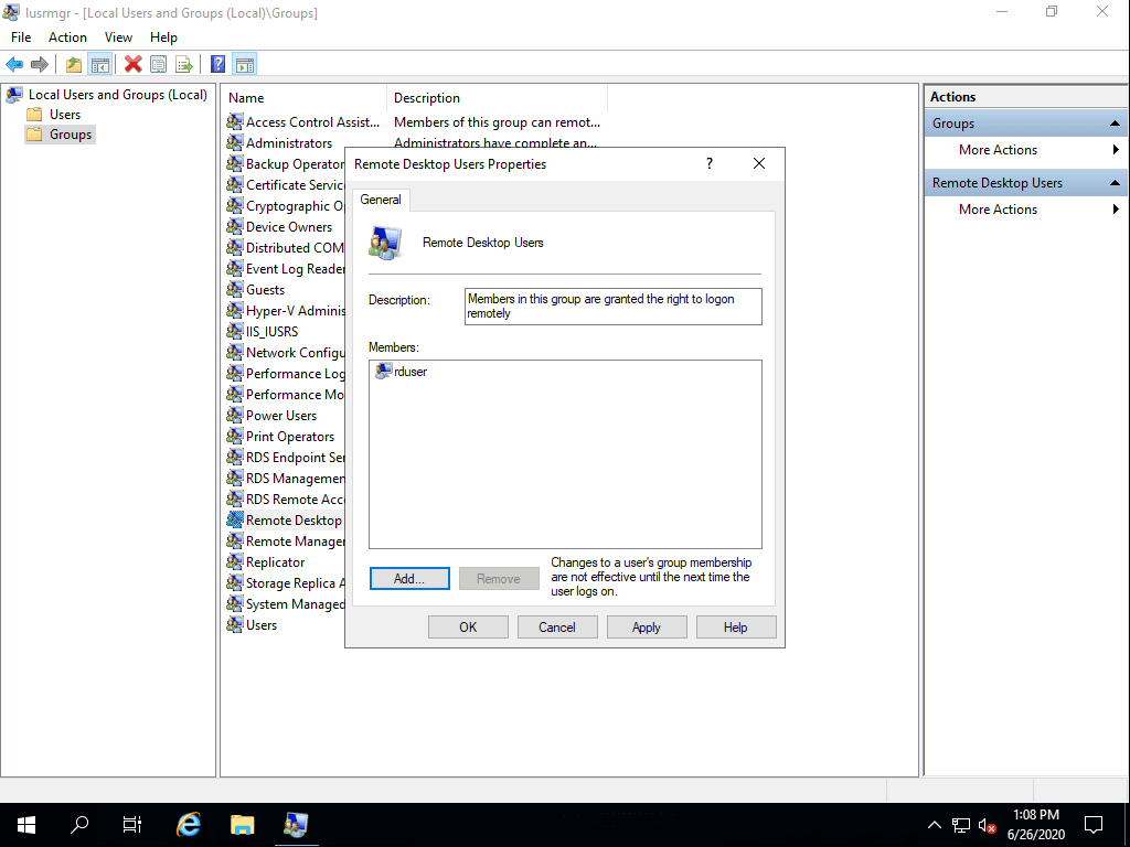 Windows Server 2019 Remote Desktop Services without Domain