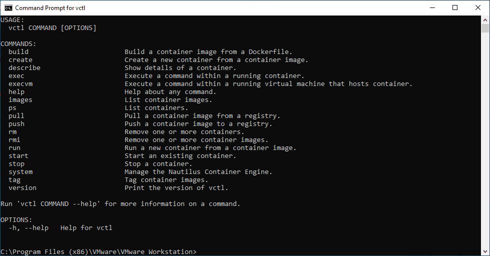 VMware Workstation 20H2 Tech Preview VCTL Containers