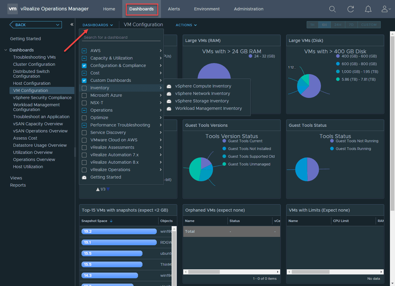 vRealize Operations Manager Dashboards Adding and Customizing