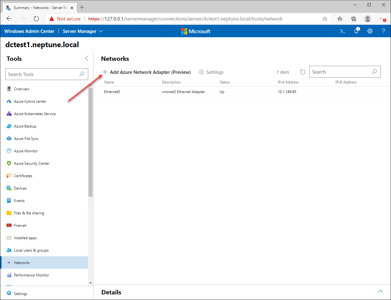 Windows Server 2022 with Azure Network Adapter Virtualization Howto