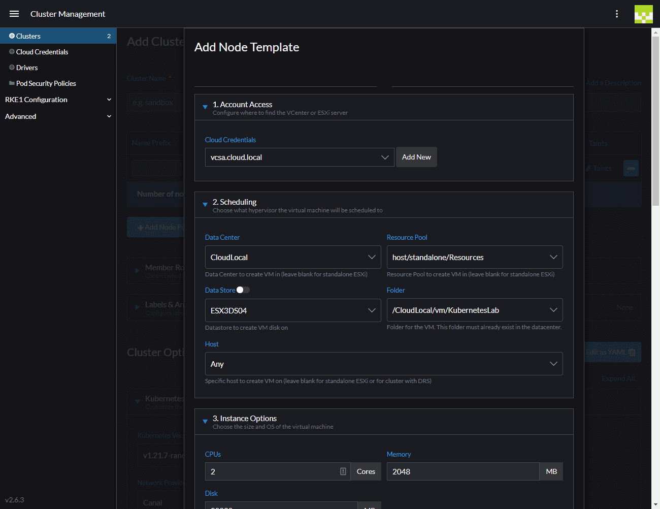 Create Cluster with Rancher and VMware vSphere