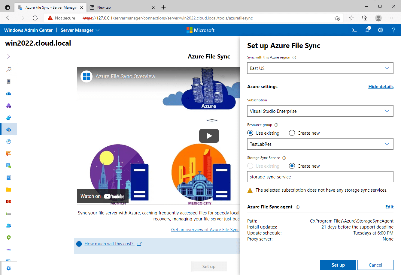 Cloud Storage Windows Server 2022 and Azure File Sync Virtualization