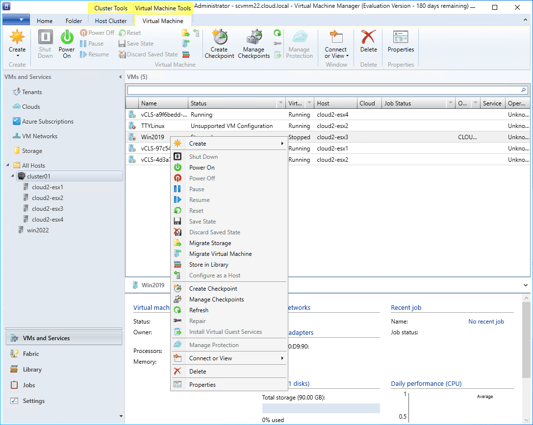 System Center Virtual Machine Manager 2022 VMware ESXi management