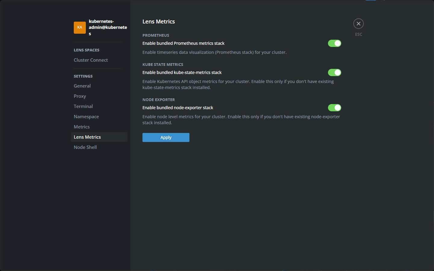 Lens Simple Cluster Management Dashboard and Monitoring
