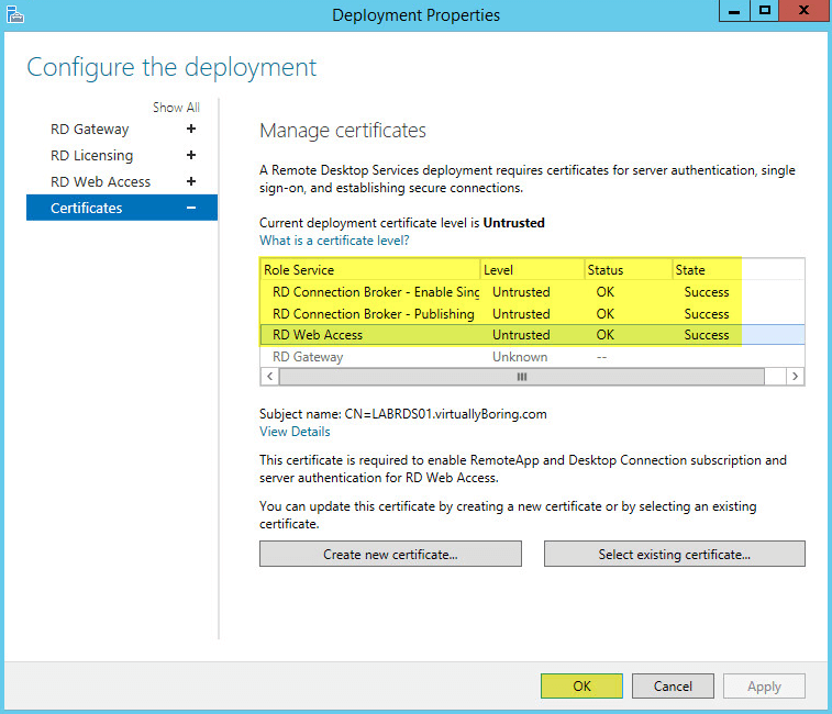 30 Remote Desktop Service Certificate Complete