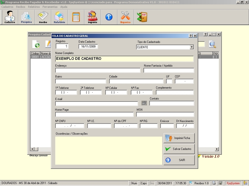 Programa para Recibo Pagador e Recebedor v1.0 da FpqSystem