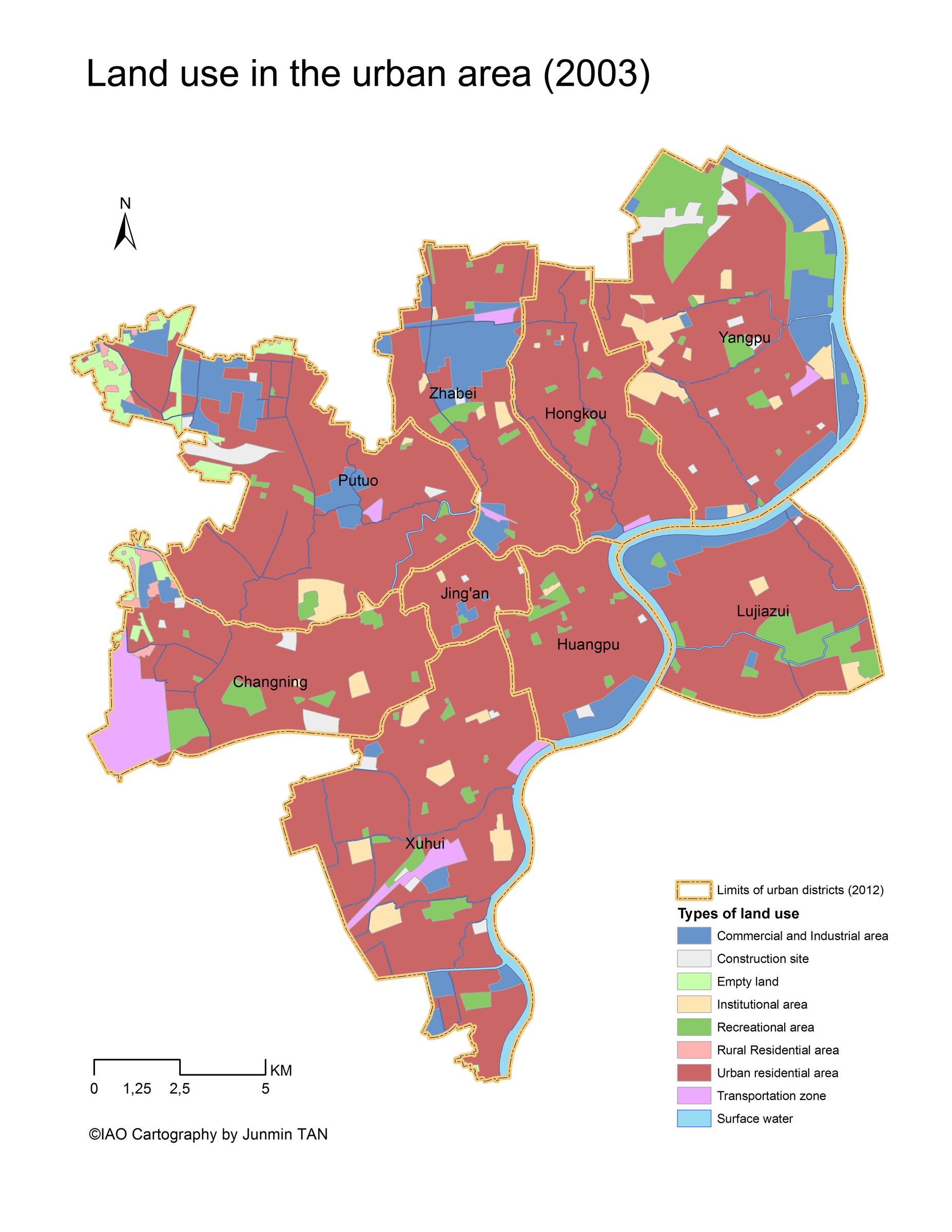 Land use in the urban area (2003) Virtual Shanghai