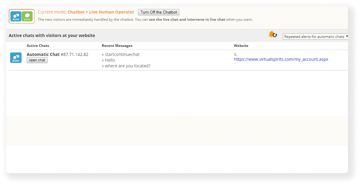 Stepbystep Perform a live chat from the chatbot