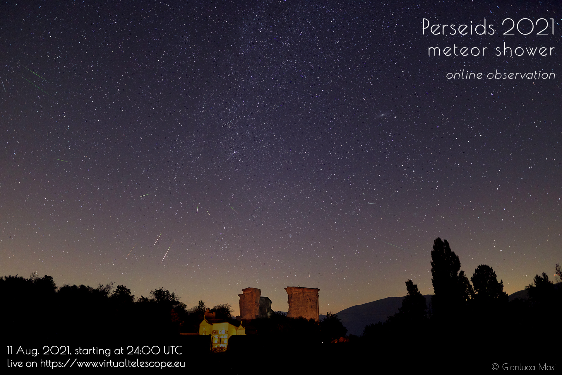 Perseid meteor shower 2021, online observation 11 Aug. 2021 The