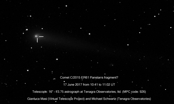 Cometa C 2015 Er61 B Un Frammento Della C 2015 Er61 Panstarrs 17 Giugno 2017 The Virtual Telescope Project 2 0