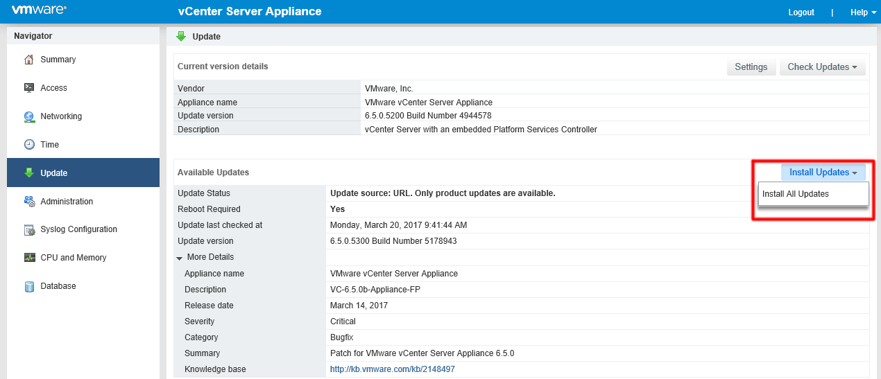 Update vCenter Server Appliance 6.5 VirtuBytes