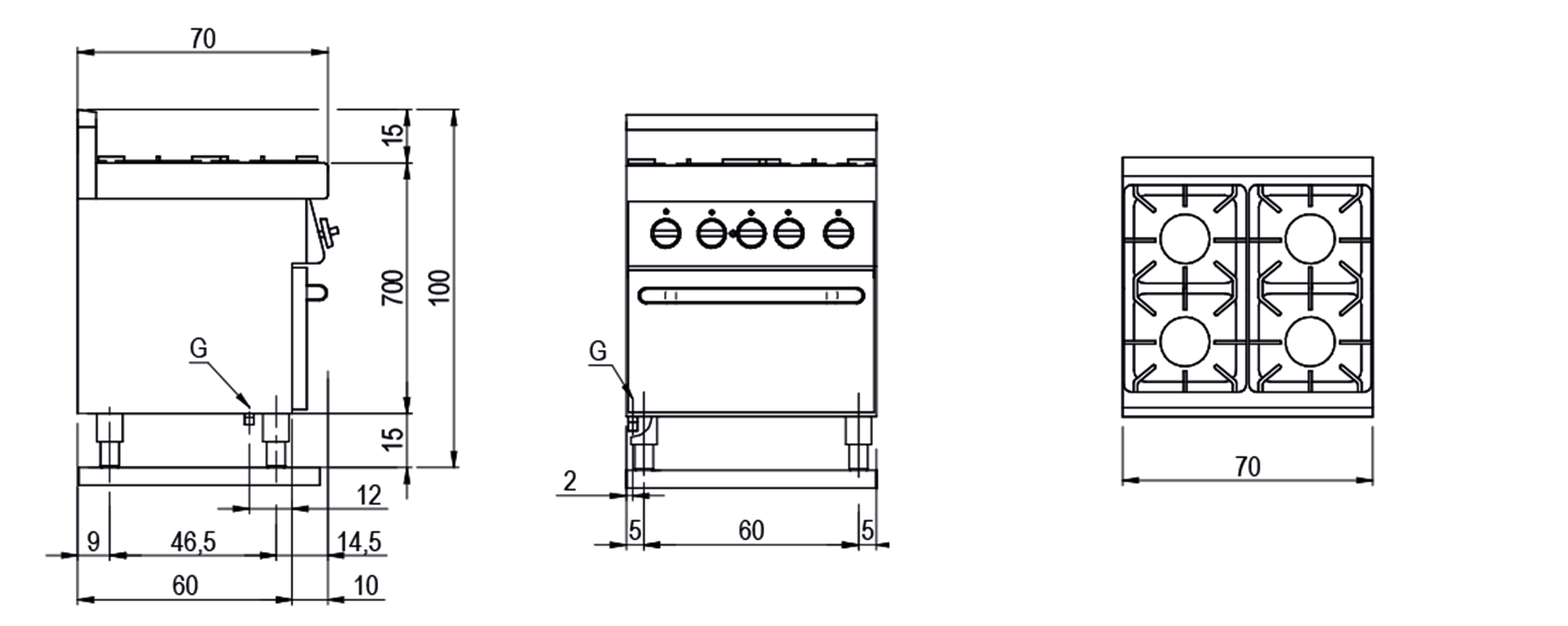 Virtus Group GmbH Catalog 7070CFG Gas range on static gas oven