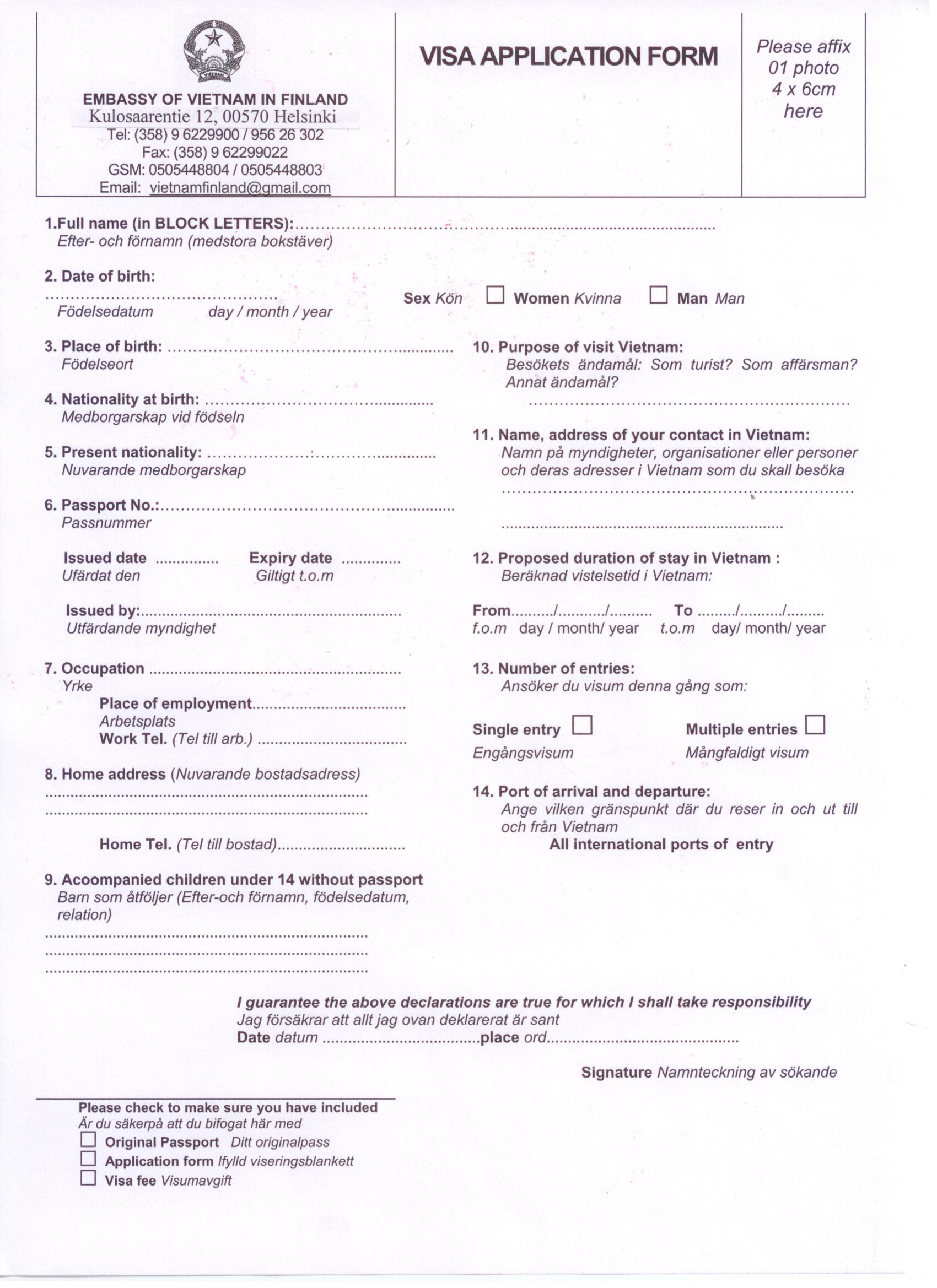 How can I download Vietnam Visa Application Form?