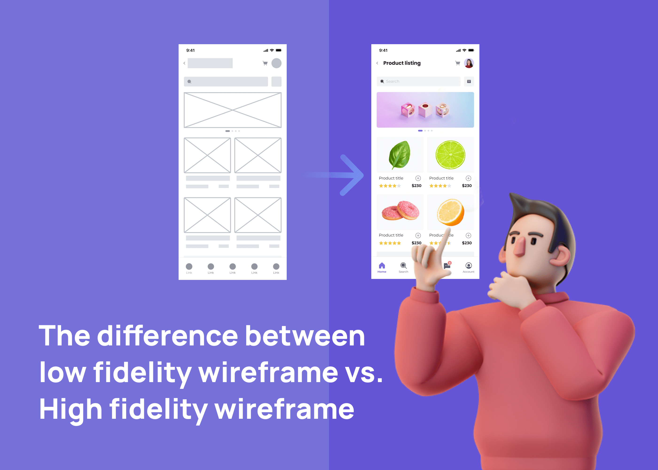 Low fidelity vs. High fidelity wireframe What are the differences and