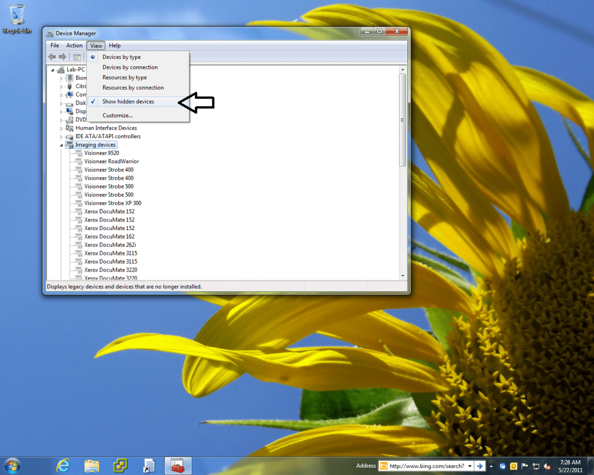 How do I reinstall my driver on a Windows 7 computer? Visioneer