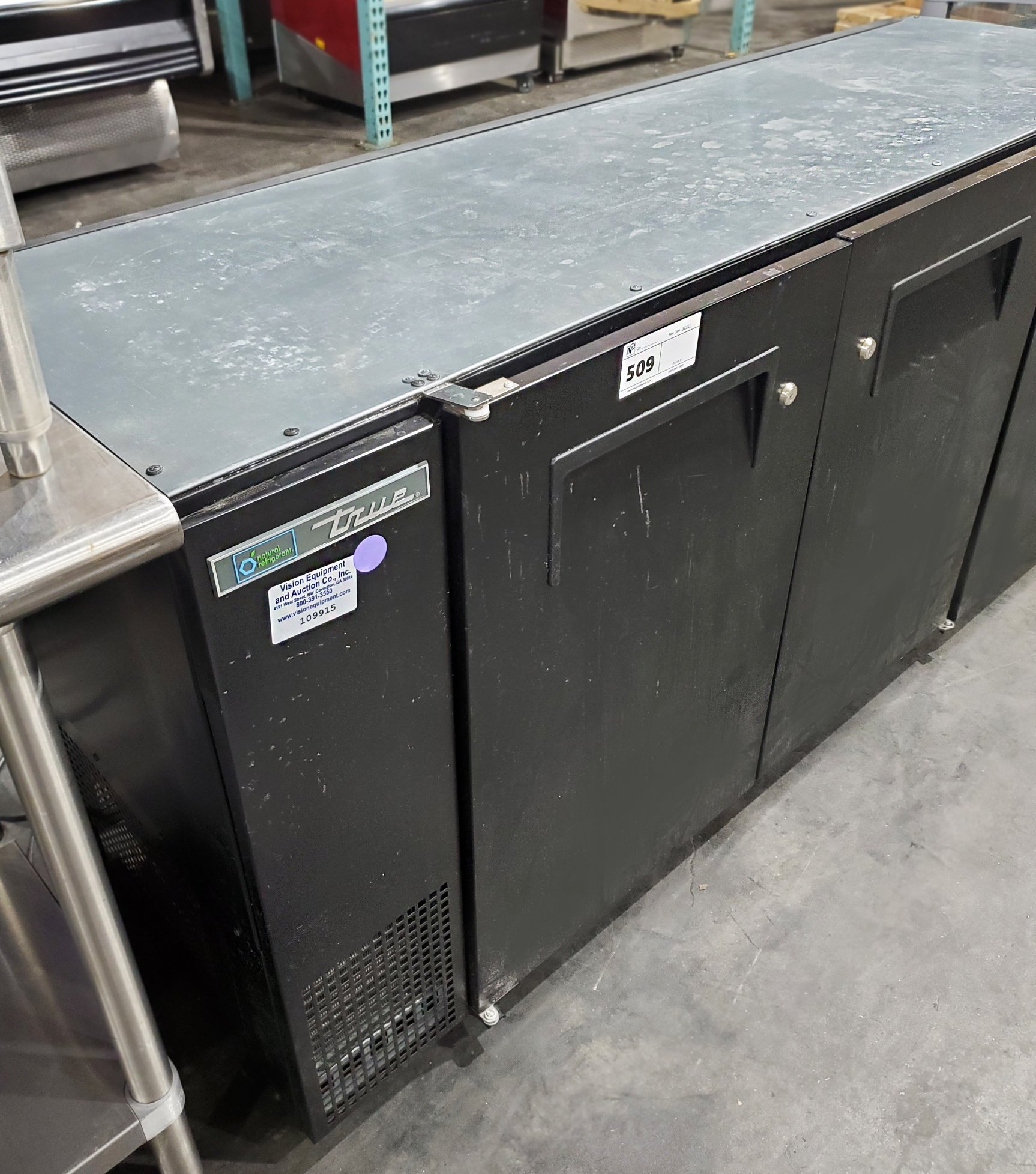 TRUE TBB24GAL72HC 72" UNDERCOUNTER BACK BAR 3 DOOR REFRIGERATOR