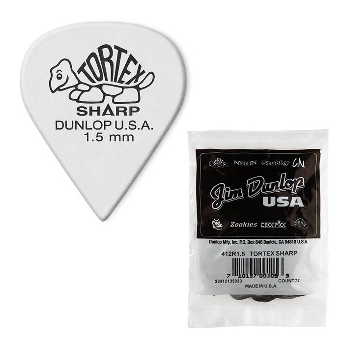 Dunlop Tortex Sharp Guitar Picks 1.50mm 72Pack Vision Guitar