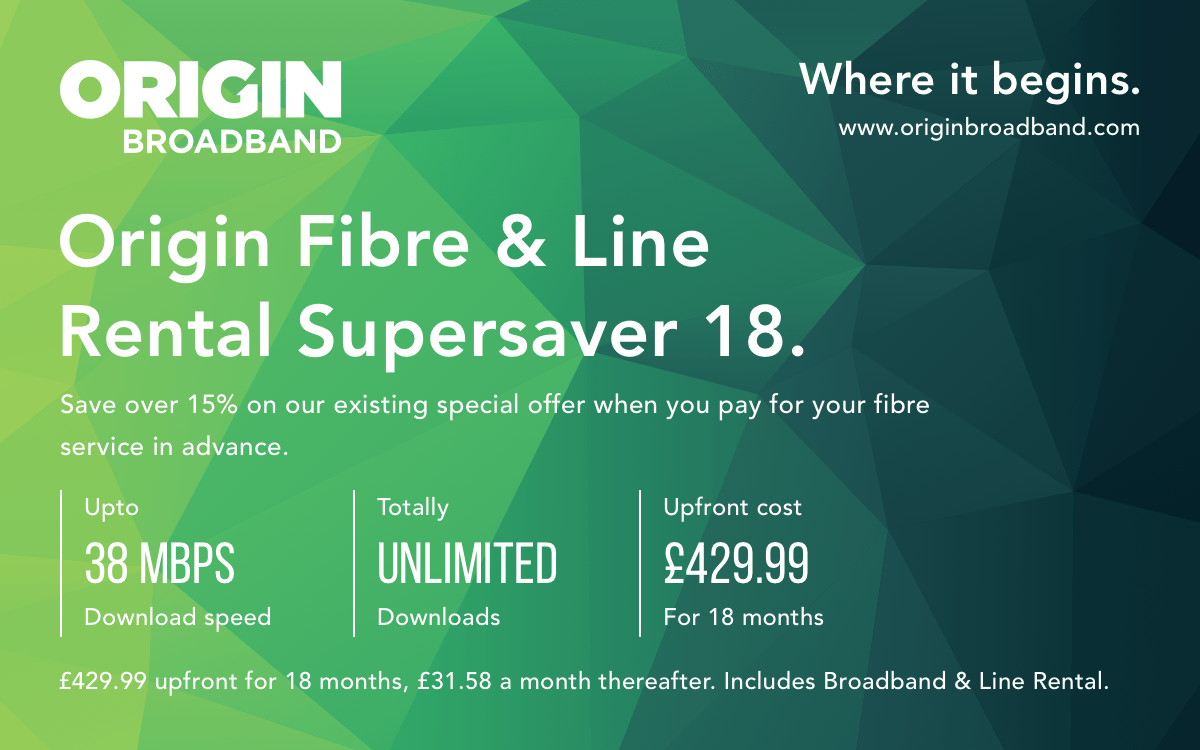 Origin Fibre & Line Rental Supersaver 18 Visit Bawtry