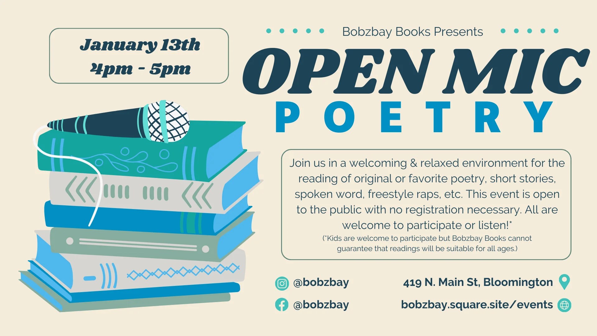 January Open Mic Poetry BloomingtonNormal, Illinois