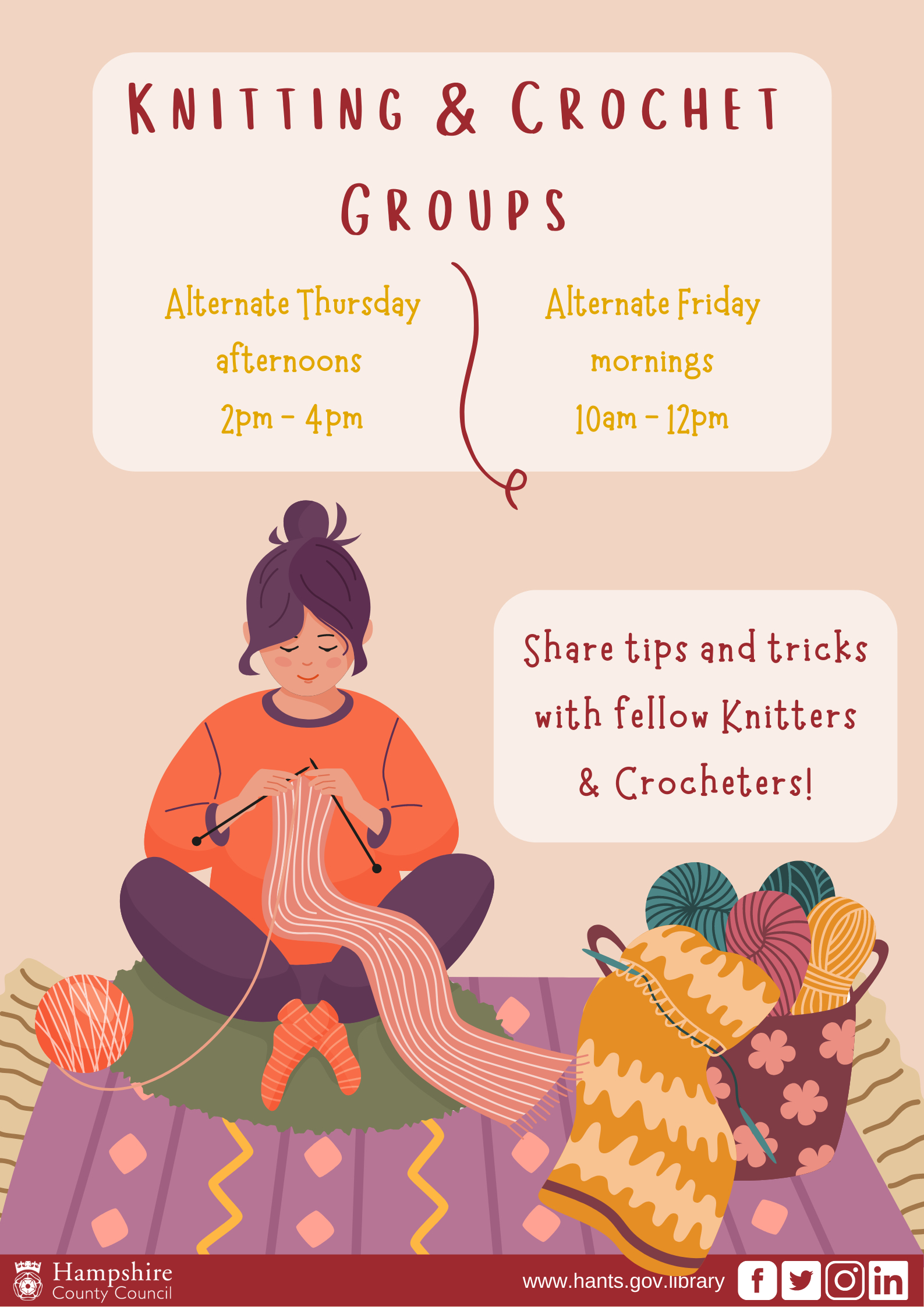 Knitting and Crochet Group Eastleigh Library Alternate Thursday and