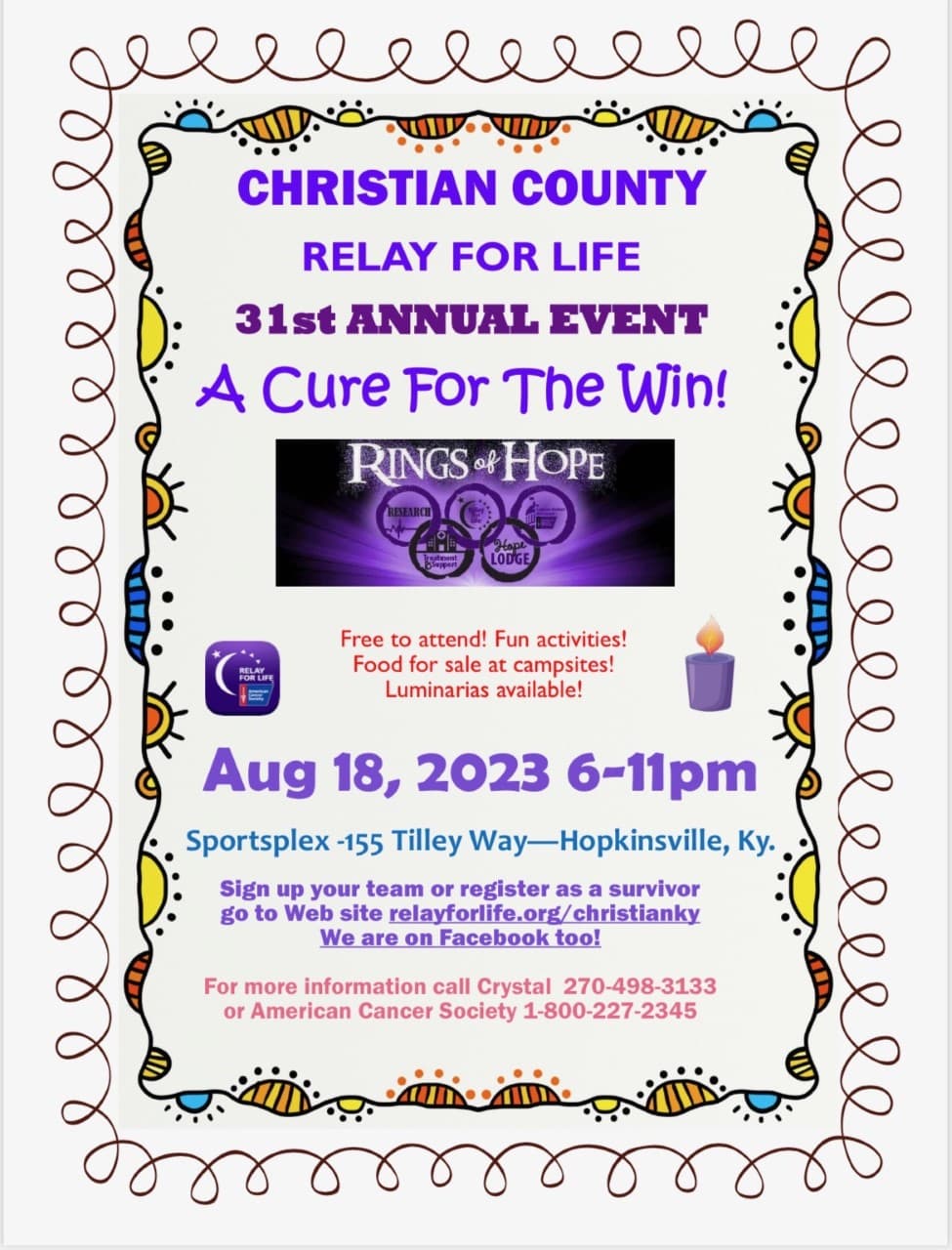Christian County Relay For Life Rings of Hope 31st Annual Event