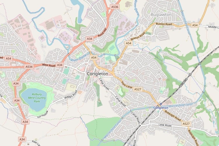 Congleton Map Interactive Street Map Of Congleton, Cheshire, UK